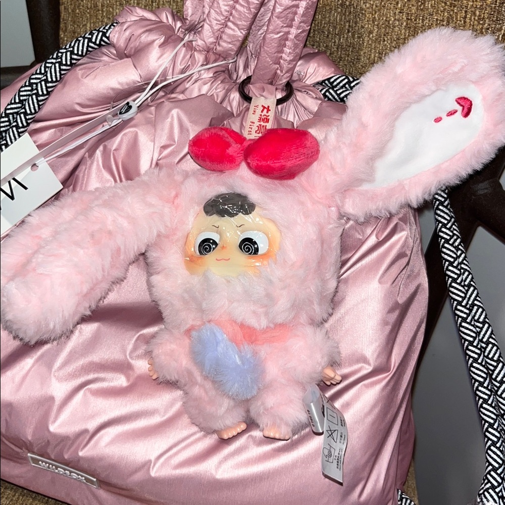 Wildfox Rose/Light Pink Backpack With Rope Straps - Picture 3 of 13
